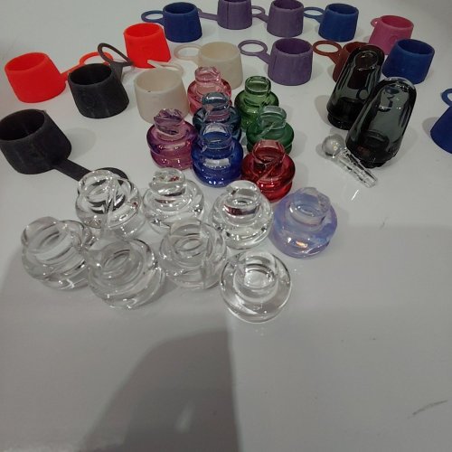 30+ ASSORTED ONE TRICK PONY (OTP) CARTA ROCKULUS GLASS CARB CAP AND SILICONE CARB CAP COVER - ASSORTED COLOURS image 5