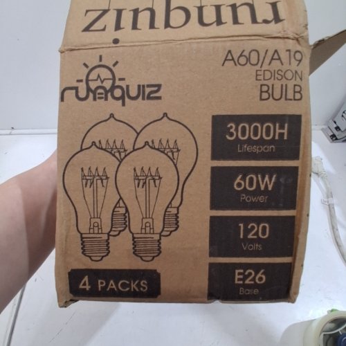 4PK RUNQUIZ ANTIQUE-STYLE EDISON LIGHT BULBS - E26/60W - AMBER image 2