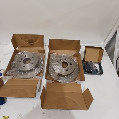 10PC CMX REAR DISC ROTORS CERAMIC PADS AND PARKING BRAKE SHOES KIT REPLACEMENT FOR VARIOUS TOYOTA VEHICLES (MODEL: 8-980076/CMX-D828/NB-859B) image 2