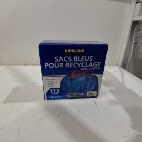 100PK KIRKLAND SIGNATURE TRANSPARENT BLUE RECYCLING BAGS - 30GAL - BLUE image 3