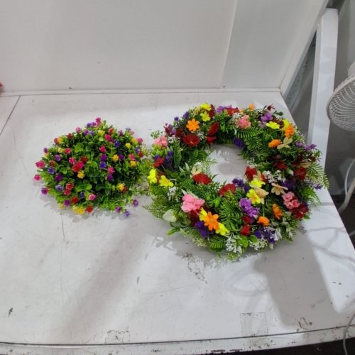 2PC FLORAL WREATHS 15"/13.8" - MULTICOLOR image 2