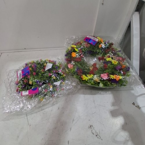 2PC FLORAL WREATHS 15"/13.8" - MULTICOLOR image 4