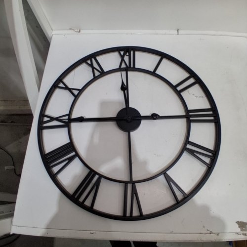 VINTAGE DECORATIVE ROMAN NUMERAL WALL CLOCK - 23.6" - BLACK image 2