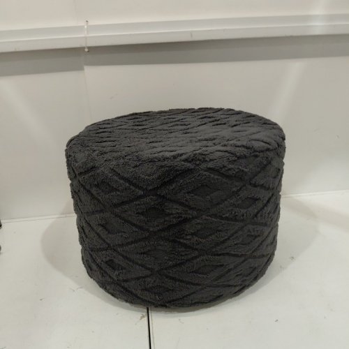 ROUND PLUSH OTTOMAN FOOT STOOL - 20" X 20" X 14" - CHARCOAL GRAY image 2