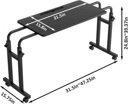 HEIGHT ADJUSTABLE OVERBED TABLE WITH WHEELS - DEKUWOOD / BROWN image 2