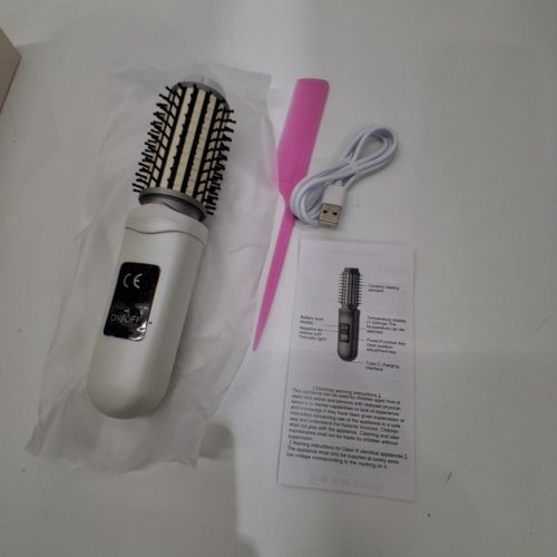 SP SOFTPEACE STRAIGHTENING BRUSH PORTABLE WIRELESS NEGATIVE ION HAIR STRAIGHTENER AND STRAIGHTENING BRUSH - 35W, 5V, 2600MAH - WHITE (MODEL: XZWD-706) image 3
