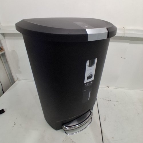 SIMPLEHUMAN PLASTIC D-SHAPED STEP GARBAGE CAN - 50L - BLACK image 2