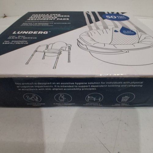 50PK LUNDERG COMMODE LINERS WITH ABSORBENT PADS - 20.5" X 15" image 2
