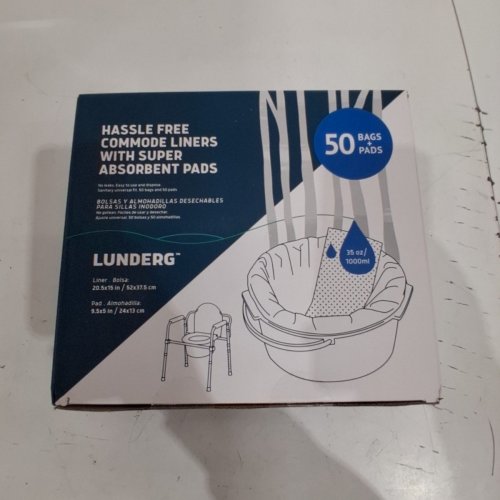 50PK LUNDERG COMMODE LINERS WITH ABSORBENT PADS - 20.5" X 15" image 4