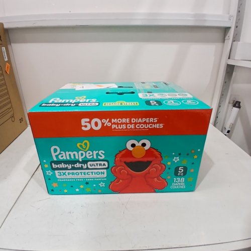 138PK PAMPERS BABY DRY ULTRA DIAPERS - SIZE 5 (20-37LBS) - SESAME STREET image 2