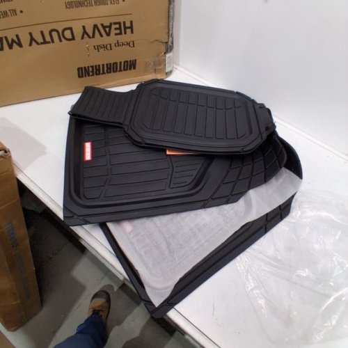 3PC MOTOR TREND FLEXTOUGH DEFENDER HEAVY DUTY DEEP DISH ALL WEATHER FLOOR MATS - OSFM - BLACK (MODEL: OF-943-BK) image 3