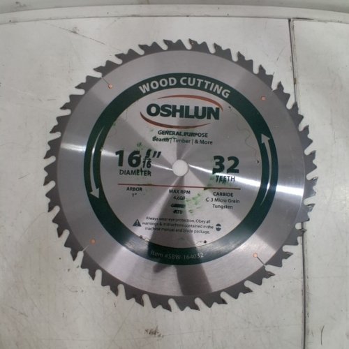 OSHLUN 32-TEETH WOOD CUTTING GENERAL PURPOSE CIRCULAR SAW BLADE - 16 5/16" DIAMETER - GREEN/SILVER (MODEL: SBW-164032) image 3