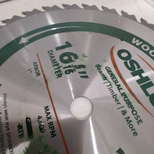 OSHLUN 32-TEETH WOOD CUTTING GENERAL PURPOSE CIRCULAR SAW BLADE - 16 5/16" DIAMETER - GREEN/SILVER (MODEL: SBW-164032) image 4
