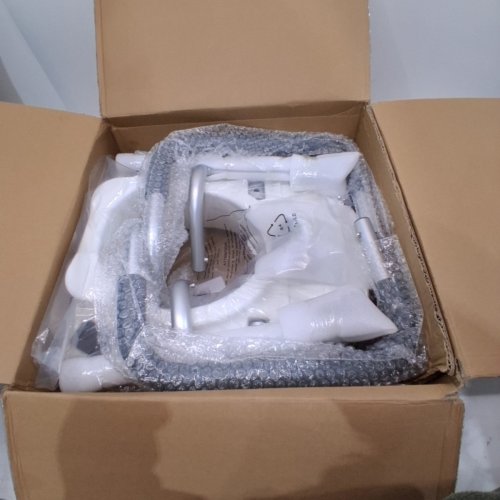 VEVOR RAISED TOILET SEAT WITH ARMS - 5" - 350 LBS MAX - WHITE/GREY (MODEL: FBL760657) image 2