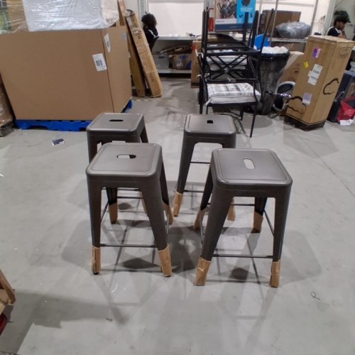 4PK MAINSTAYS METAL BARSTOOLS - 30" - GUN METAL GREY (MODEL:30960584) image 4