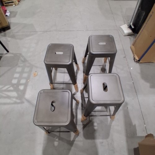 4PK MAINSTAYS METAL BARSTOOLS - 30" - GUN METAL GREY (MODEL:30960584) image 5