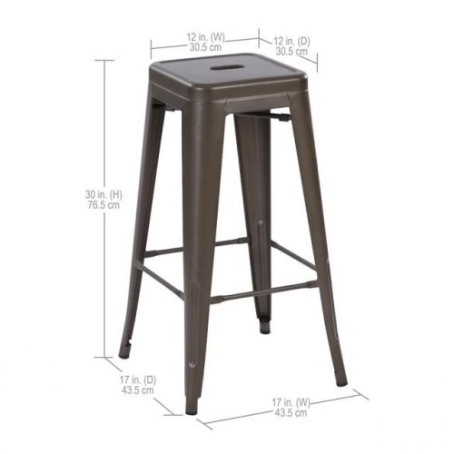 4PK MAINSTAYS METAL BARSTOOLS - 30" - GUN METAL GREY (MODEL:30960584) image 2