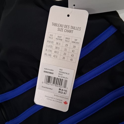 WOMENS KRISTA PADDED BINDING V-NECK ONE PIECE SWIMSUIT - MEDIUM (8-10) - BLACK / BLUE (STYLE: 50925805) image 4