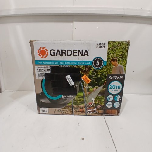 GARDENA FROST-PROOF WALL-MOUNTED AUTO-RETRACTABLE HOSE REEL - 65FT - BLACK/TURQUOISE (MODEL: 18610-80) image 5