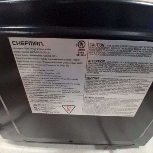 CHEFMAN COUNTERTOP MICROWAVE OVEN - 31 L (1.1 CU. FT) - BLACK / SILVER (MODEL: RJ55-11-V2-CA) image 8