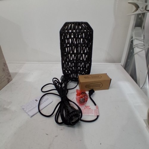 RUZECTT PLUG IN PENDANT LIGHT RATTAN HANGING LIGHT WITH PLUG IN CORD 120V 60W- BLACK (MODEL: DD-RZ-128) image 3