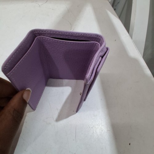 WOMEN'S FOLDING LEATHER RFID BLOCKING MINI WALLET - 3.94″ × 2.76″ × 1.18″ - PURPLE (MODEL: ASDFH32) image 3
