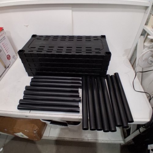 KOOLATRON OSKAR HEAVY DUTY 5-TIER PLASTIC STORAGE SHELVES - 30" X 14" X 75" - BLACK image 2