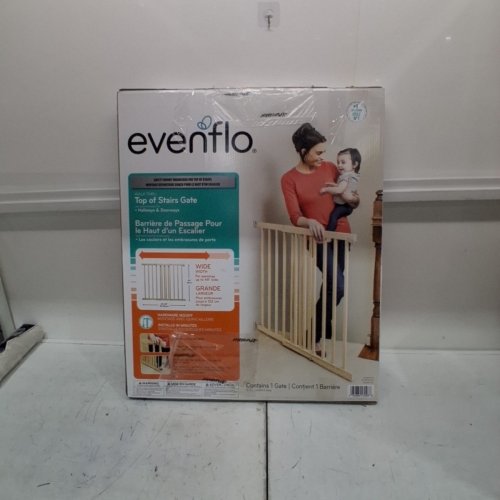 EVENFLO WALK-THRU TOP OF STAIRS EXTRA WIDE BABY & PET GATE - 32" X 30" - 48" - NATURAL WOOD BROWN (MODEL: 1050500 1050) image 4