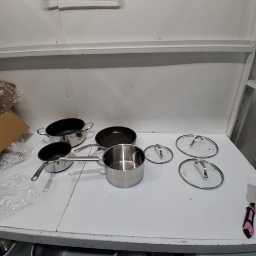 7PC STARFRIT THE ROCK WAVE STAINLESS STEEL NON-STICK OVEN & DISHWASHER SAFE COOKWARE SET - SILVER (MODEL: 034820-001-0000) image 2