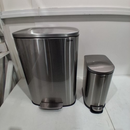 2PC GARVEE PEDAL & SOFT-CLOSE LID TRASH CAN SET - 10L / 50L - STAINLESS STEEL/BLACK (MODEL: PHK_34MXVCM6) image 2
