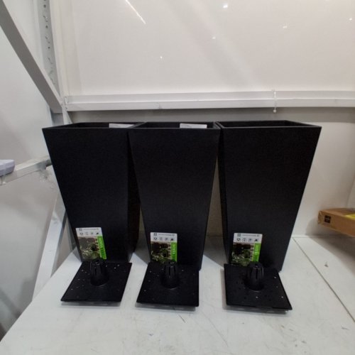 3PK TIERRA VERDE RETANGULAR SONATA PLANTER WITH PLUGS FOR INDOOR USE - 10.3" X 10.3" X 20" - SLATE/BLACK (MODEL: MT5100066CM) image 2