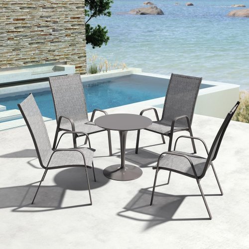 4PK JEAREY OUTDOOR PATIO DINING CHAIR SET - 24.2" X 37.8" X 23.5" - GREY (MODEL: A045-013-001) image 3