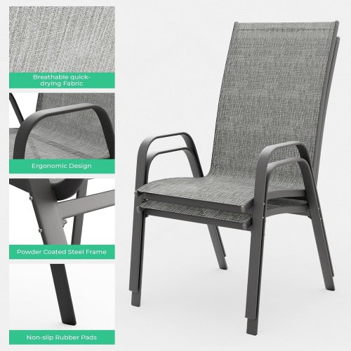 4PK JEAREY OUTDOOR PATIO DINING CHAIR SET - 24.2" X 37.8" X 23.5" - GREY (MODEL: A045-013-001) image 4