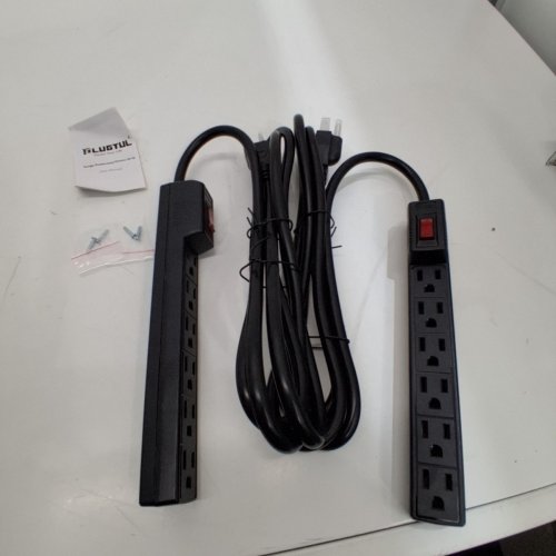 2PK PLUGTUL SURGE PROTECTOR POWER STRIP - 6 OUTLETS - 2FT - BLACK image 4