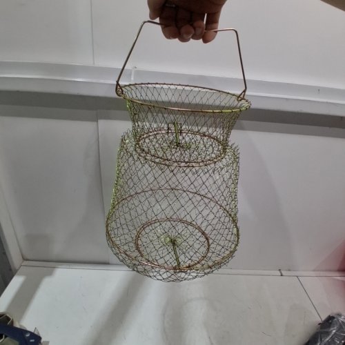 FLOATABLE GALVANIZED STEEL WIRE FISH BASKET - 13" X 12" X 3" image 2