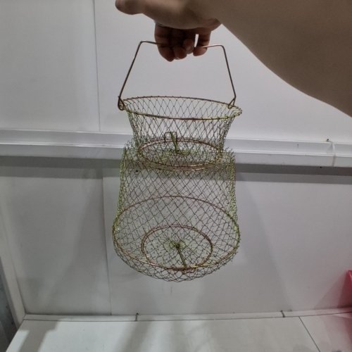 FLOATABLE GALVANIZED STEEL WIRE FISH BASKET - 13" X 12" X 3" image 3