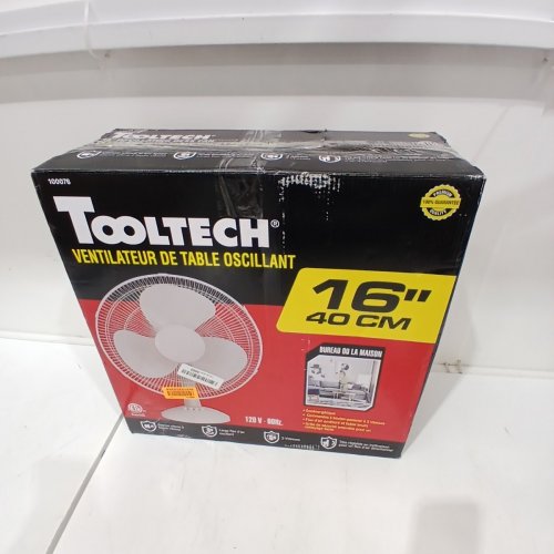 TOOLTECH 3-SPEED OSCILLATING DESK FAN - 12" - WHITE (MODEL: 100076) image 6