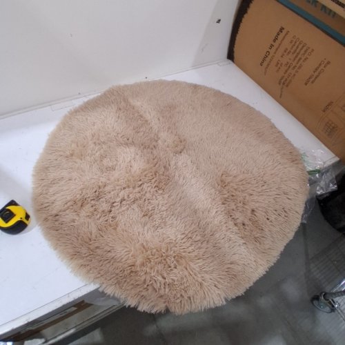 SHAGGY FAUX FUR ROUND RUG FOR BEDROOM LIVING ROOM - 3FT - BROWN image 3