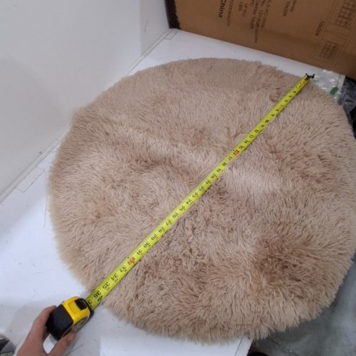 SHAGGY FAUX FUR ROUND RUG FOR BEDROOM LIVING ROOM - 3FT - BROWN image 4