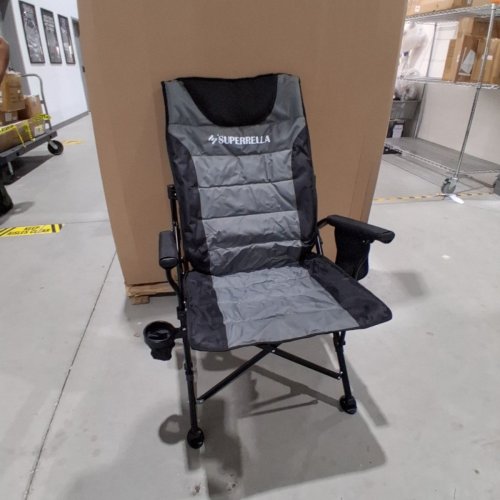 SUPERRELLA OUTDOOR FOLDING CAMPING CHAIR MOVEABLE HIGH BACK - 41.3" - GREY image 3