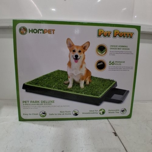 HOMPET DOG TURF GRASS PAD WITH TRAY - 16" X 20" - BLACK/GREEN image 2