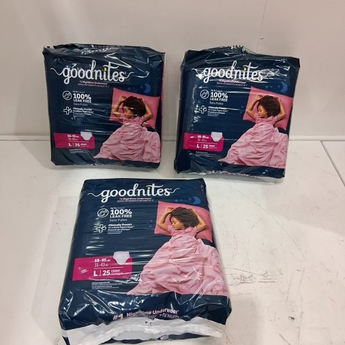 75PK GIRLS GOODNITES NIGHTTIME BEDWETTING UNDERWEAR - LARGE (68-95 LB) image 2