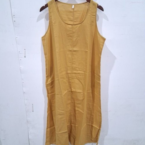 WOMEN'S SLEEVELESS LOOSE FIT DRESS - LARGE - MUSTARD YELLOW image 2