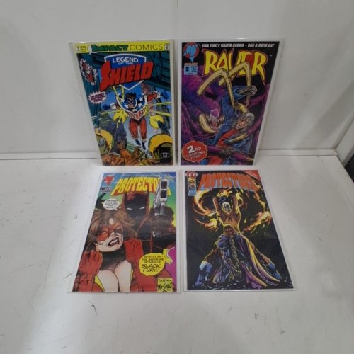 4 ASSTD MALIBU AND IMPACT COMIC BOOKS - PROTECTORS #6, #10, LEGEND OF THE SHIELD #1, RAVER #2 - VARIOUS AUTHORS image 2