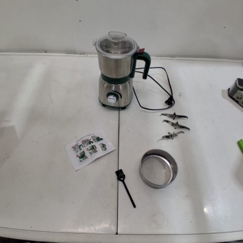ELECTRIC WET AND DRY GRINDER WITH 3 STAINLESS STEEL BLADES - 500W - STAINLESS STEEL / GREEN image 4