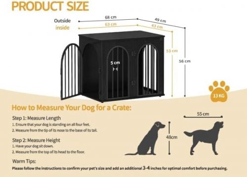 DOG CRATE FURNITURE, DOG KENNEL INDOOR FOR SMALL DOGS - 26" X 19" X 22" - BLACK image 2