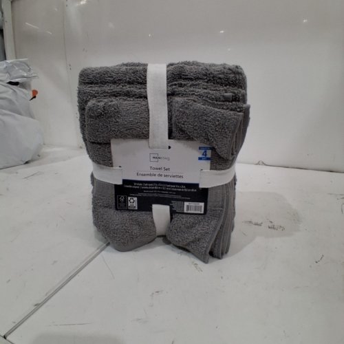 4PK MAINSTAYS TOWEL SET - 2 HAND TOWEL AND 2 BATH TOWELS - CHARCOAL (MODEL:50730874) image 2