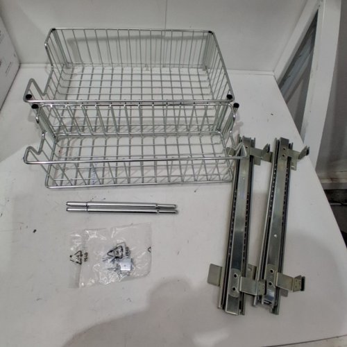 2-TIER SLIDING METAL UNDER SINK ORGANIZER - 17.7" X 16" X 11.4" - CHROME - (MODEL: TBFZ-2204) image 2