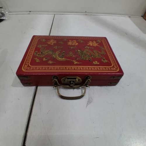 CHINESE NUMBERED MAHJONG SET WITH BOX - RED/WHITE image 4