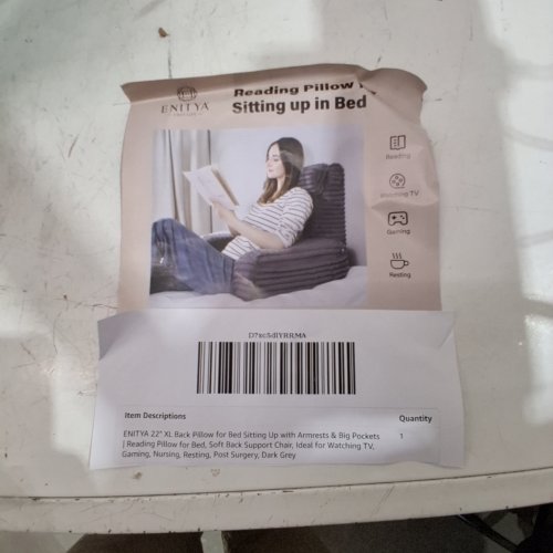 ENITYA READING PILLOW FOR SITTING IN BED ADULT BACK PILLOW FOR BED SITTING UP - XL- 22" - DARK GREY image 3